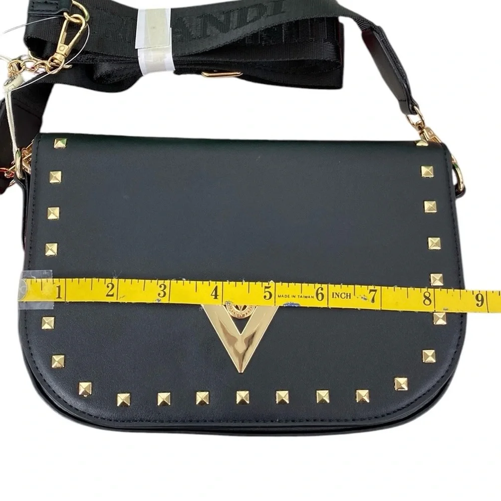 Valentino Orlandi Black Studded Vegan Leather Crossbody Bag and Coin Purse - Picture 13 of 17